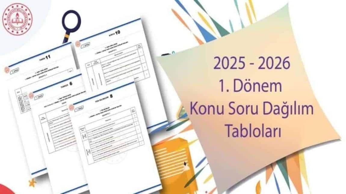 2025-2026 EĞİTİM ÖĞRETİM YILI 1. DÖNEM İL GENELİ YAZILI SINAVLARA AİT KONU SORU DAĞILIM TABLOLARI